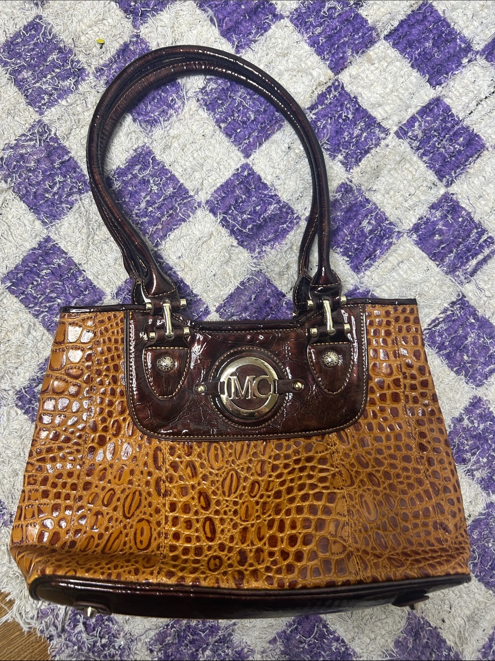 M.C Madi Claire Faux Croc Embossed Shoulder Bag